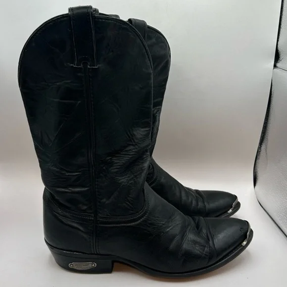 Code West women’s black Leather Cowgirl boots Toe Guard 9.5 D USA Vintage - Picture 3 of 16